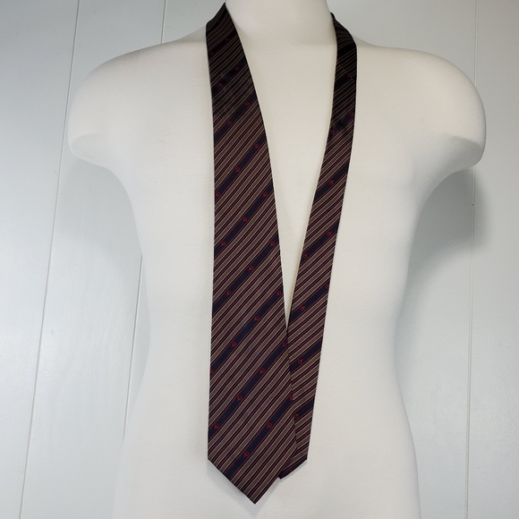 Gucci horse bit diagonal stripe necktie red white and blue rare htf - Picture 3 of 11